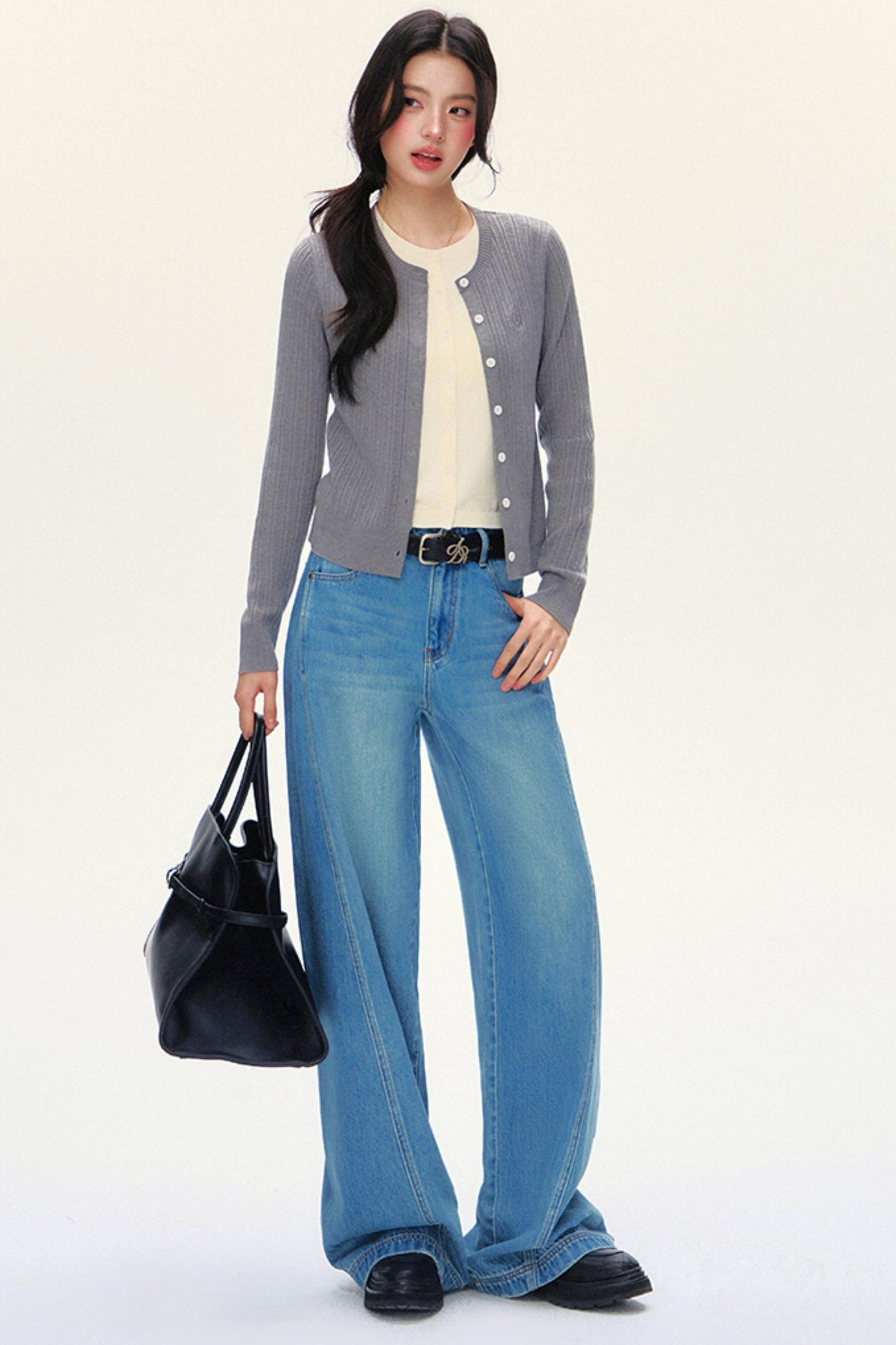 Double-Layer Slim Knit Cardigan