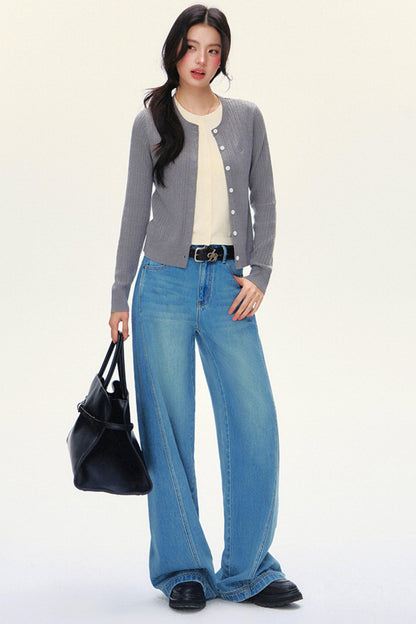 Double-Layer Slim Knit Cardigan