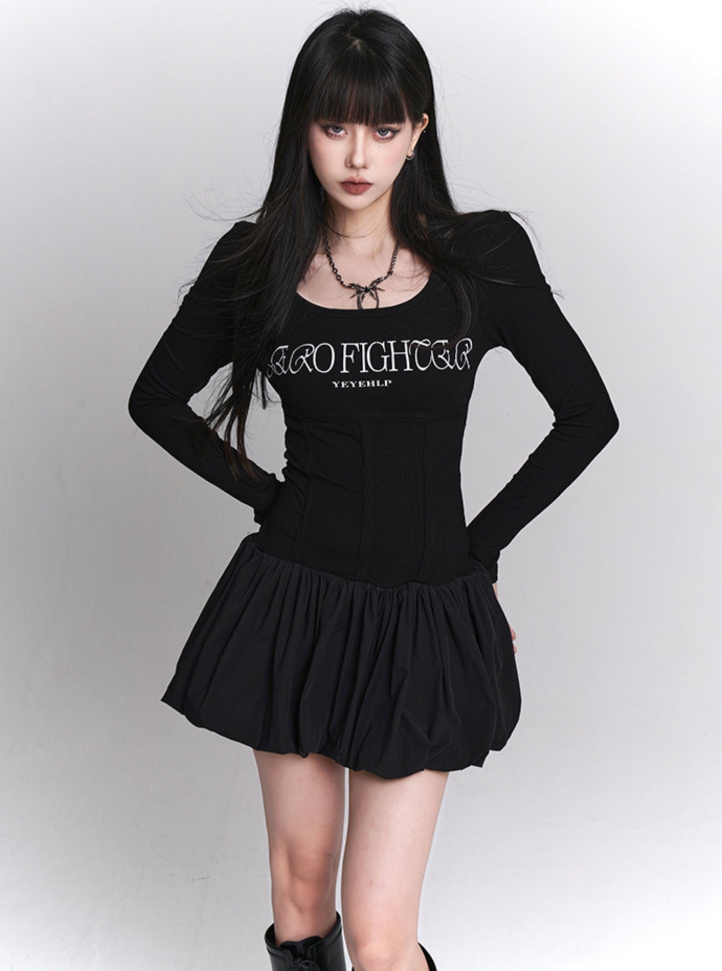 Black Sweet and Spicy Puffy Dress