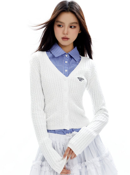 American Preppy Knitted Cardigan Coat