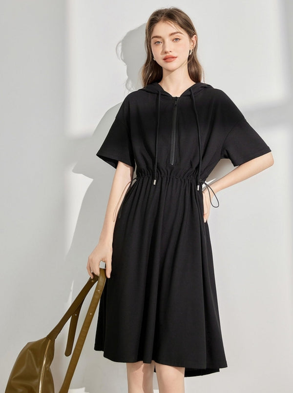 Elasticated Waist Hooded Dress
