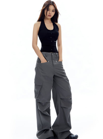 Pinch Pleats Wide-Leg Pants