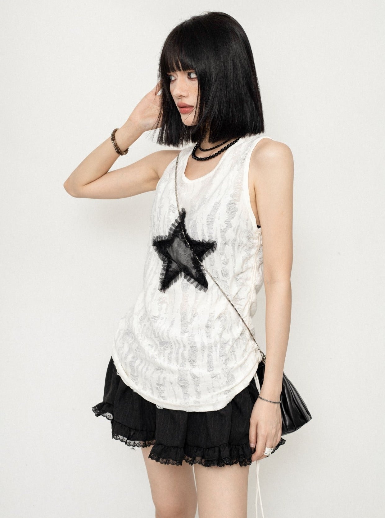 Star Sleeveless Drawstring Vest Top