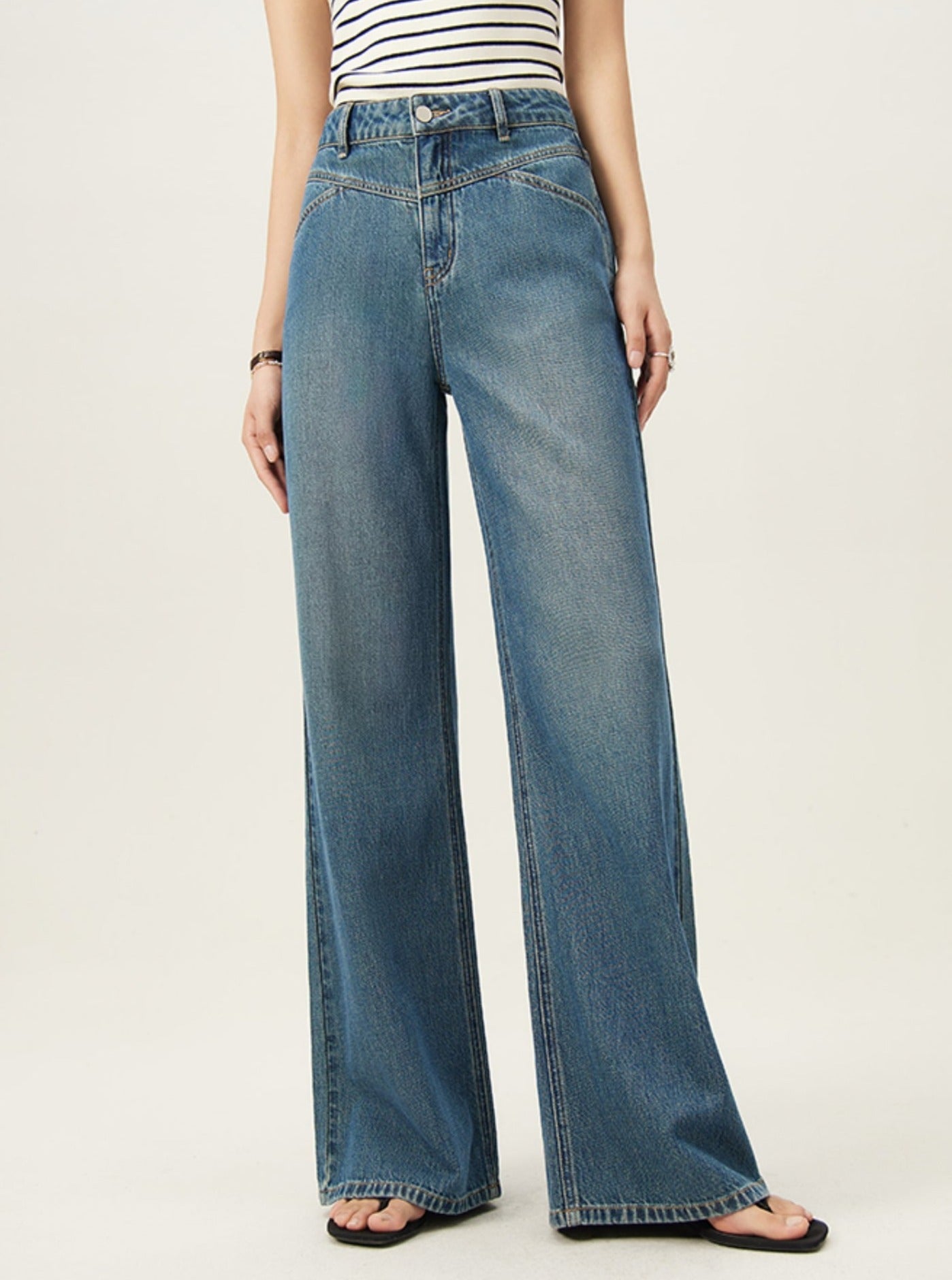 American Retro Straight Waist Straight Pants