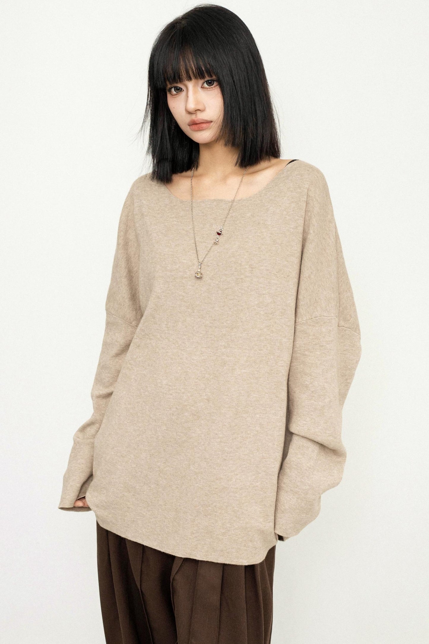 Asymmetric Shoulder Knit Top