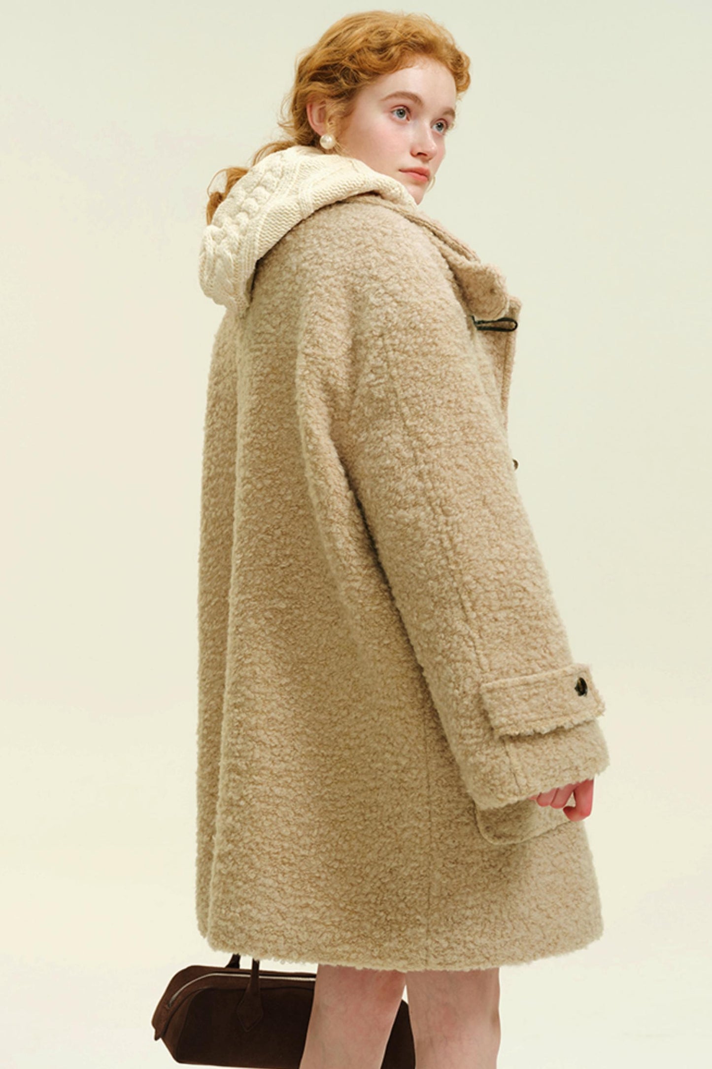 Horn Buckle Stand-Collar Wool Coat