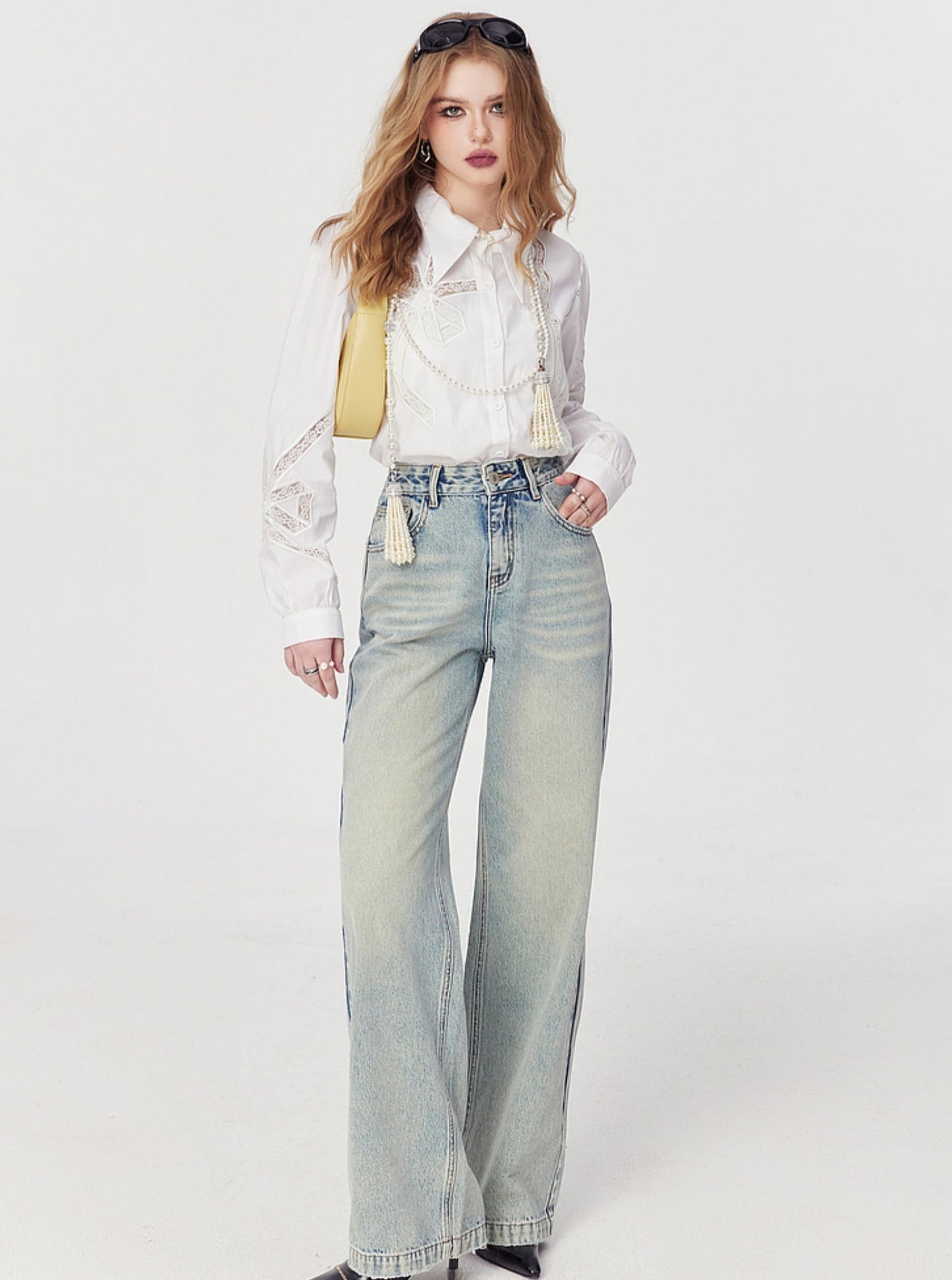 Vintage High-Waist Straight Jeans-Hose