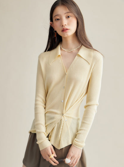 Tencel long-sleeved knitted cardigan set