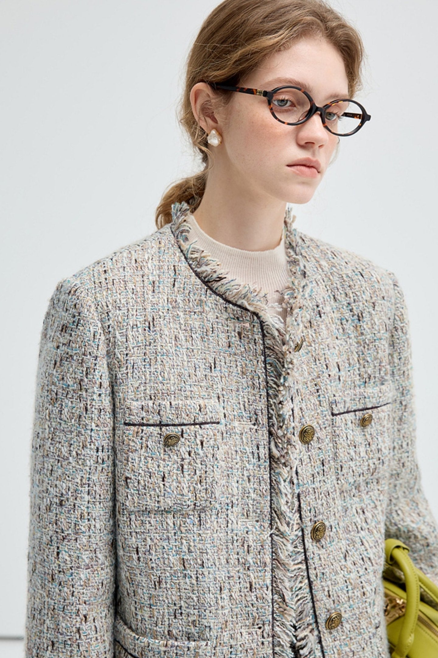 Wool Blend Variegated Short Jacket