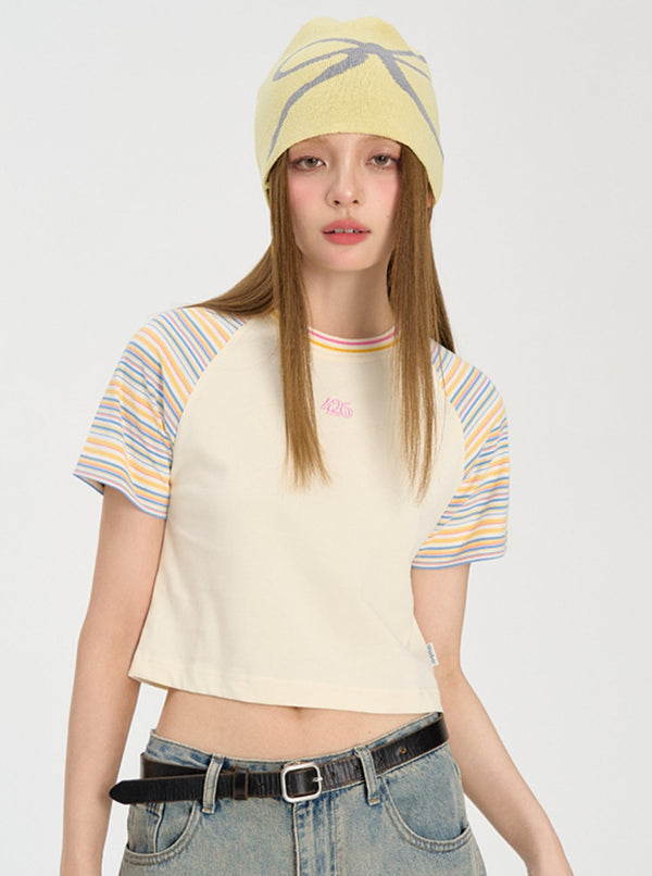 Striped Raglan Sleeve T-Shirt