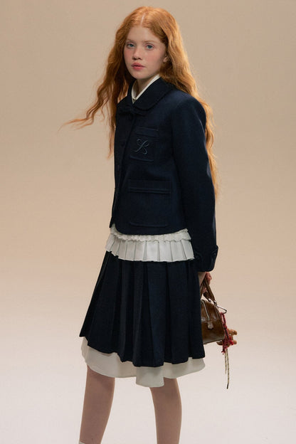 Navy Youth College Tweed Girl Set-Up