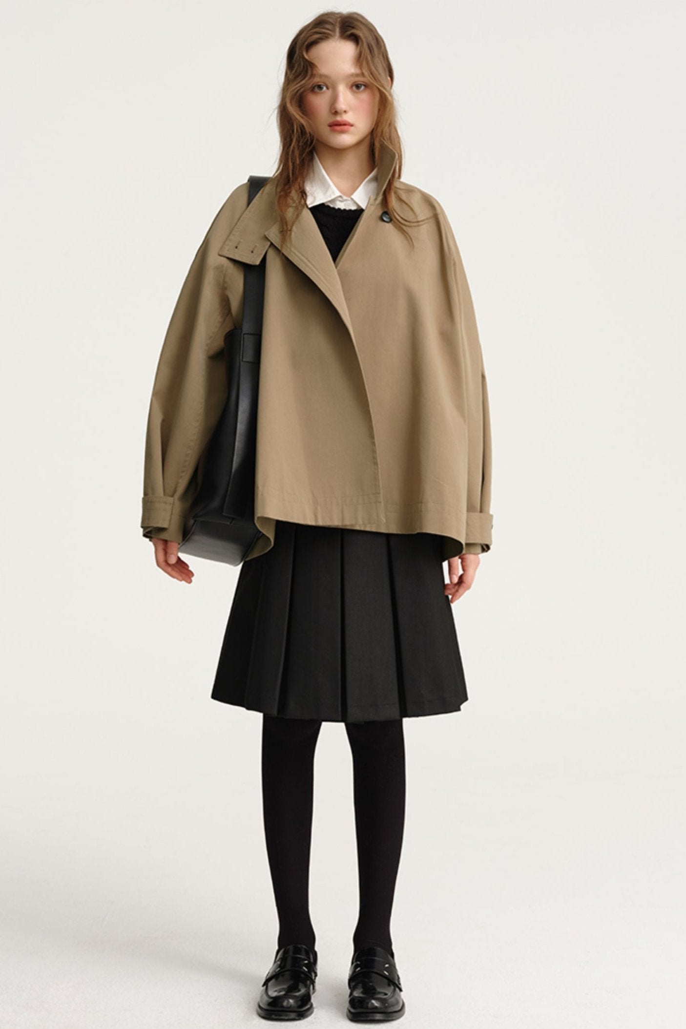 Short Stand-Up Collar Trench Coat