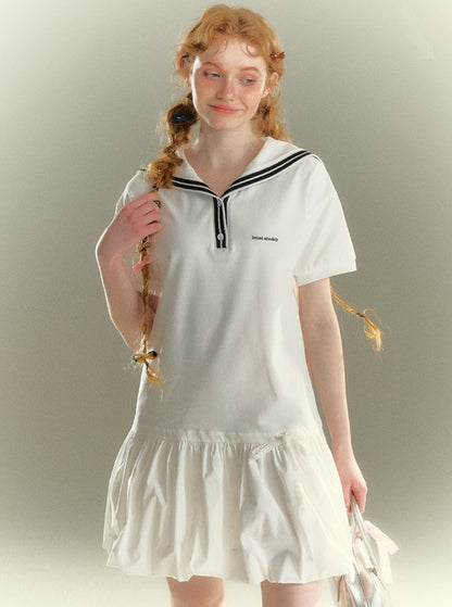 Kleid mit Kragen in College-Navy
