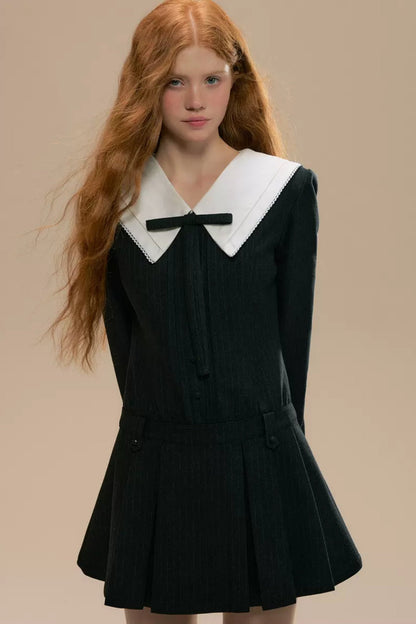 Dark Grey College PLEATED DRESS