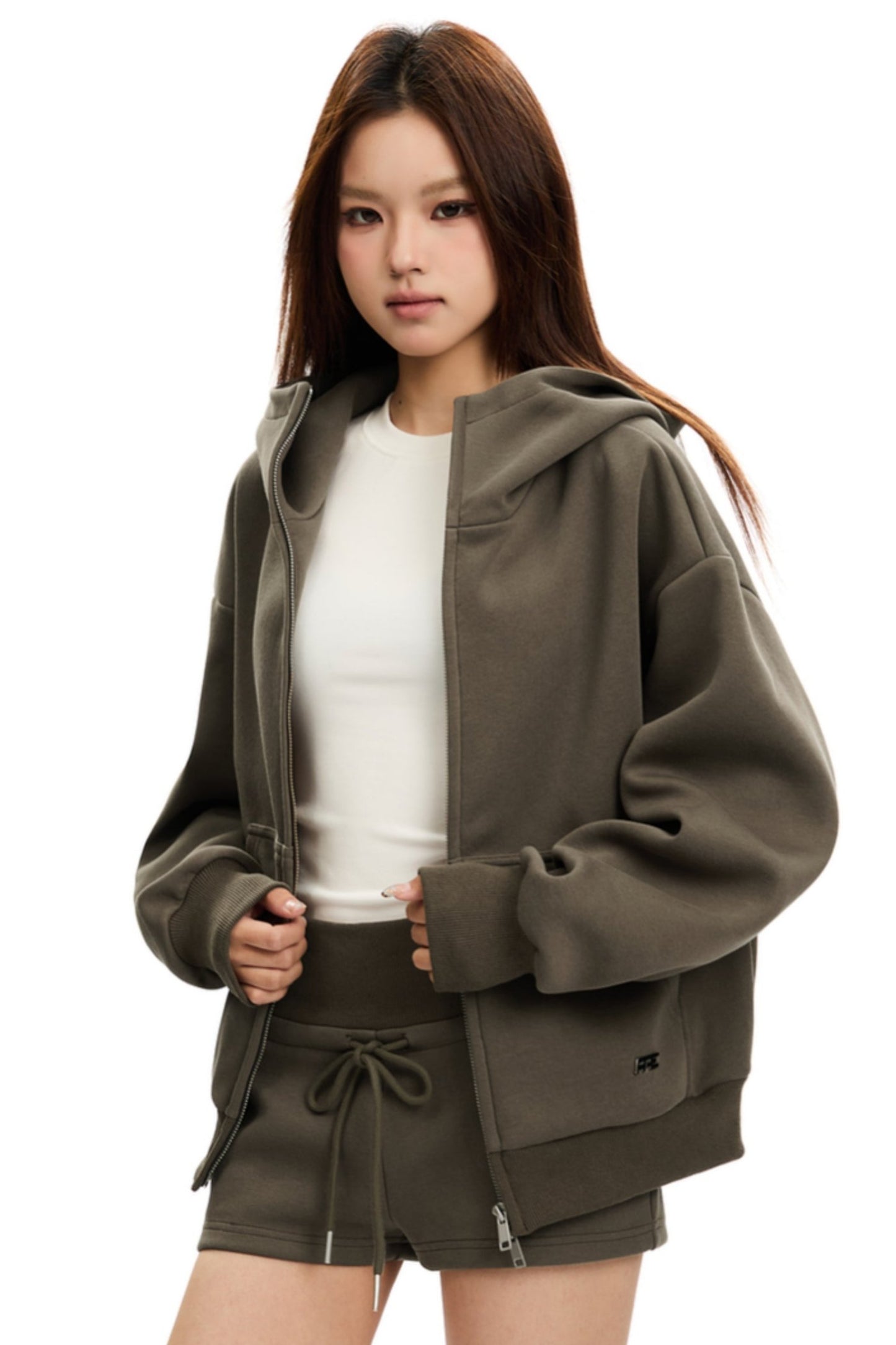 Sporty Stand Collar Hooded Short Jacket