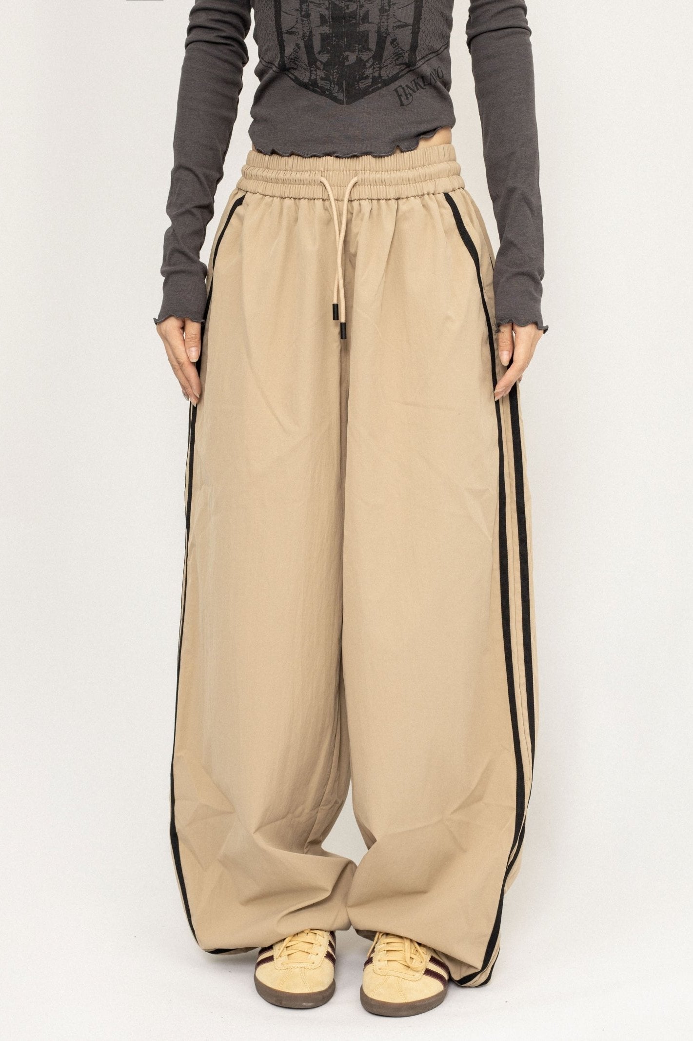 Elasticated Waistband Wide-Leg Pants