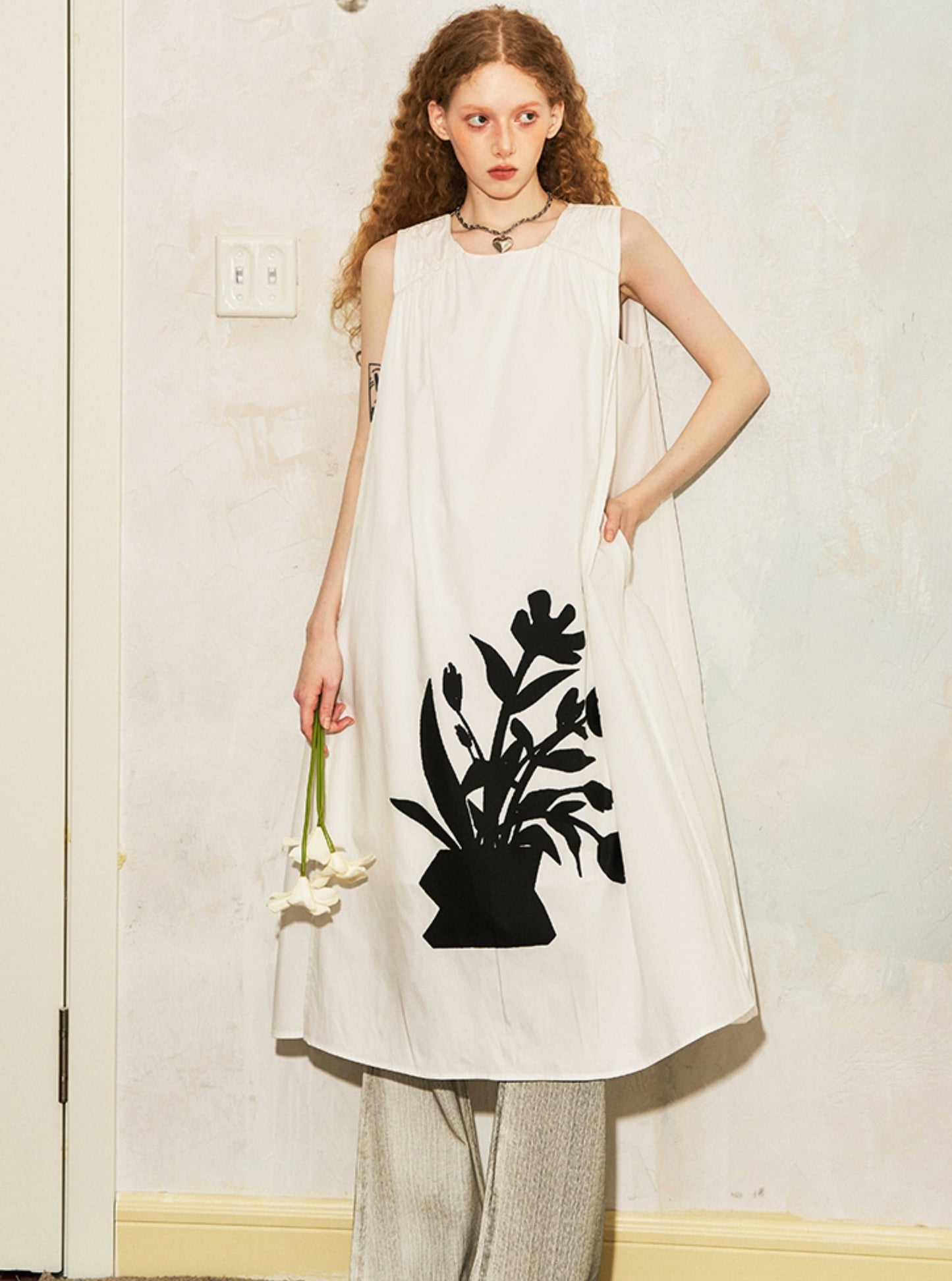 Resort Style Flower Print Dress