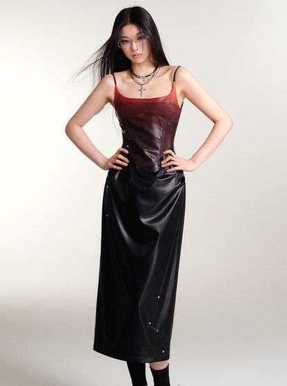 Corset Structure Skinny Leather Dress