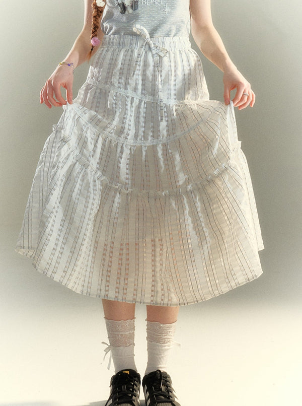 White Plaid Cake Skirt