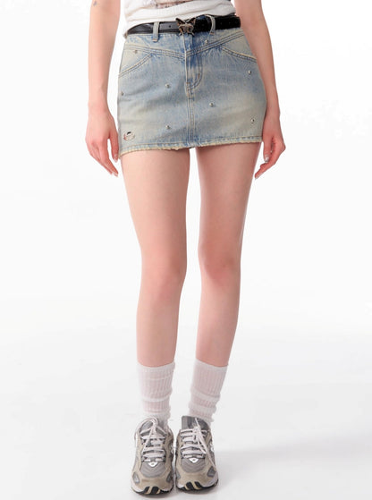 Thin High-Waisted Denim Skirt