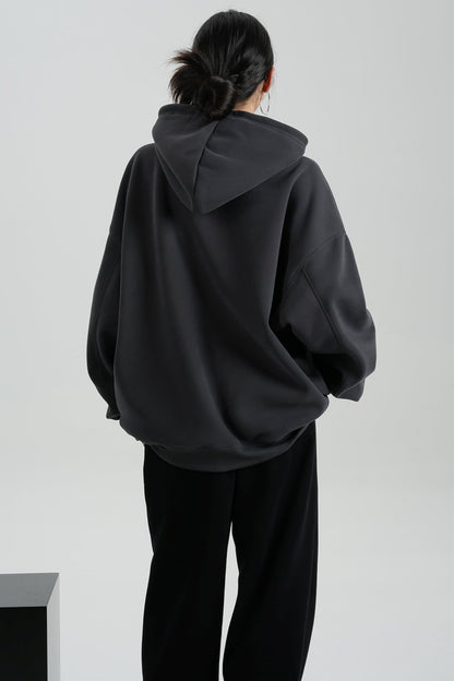 Hooded Mid-LENGTH FLEECE SWEATSHIRT