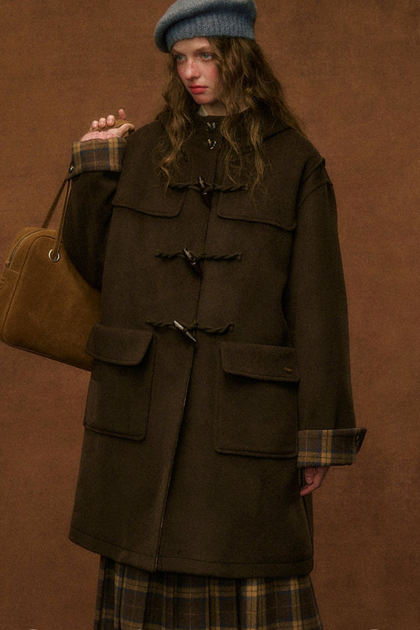 Winter Gray Horn Button Tweed Coat