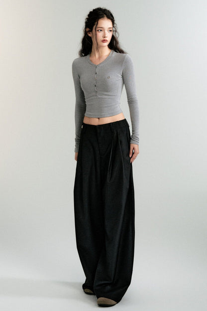 Loose Padded Shoulders Trousers Set-Up