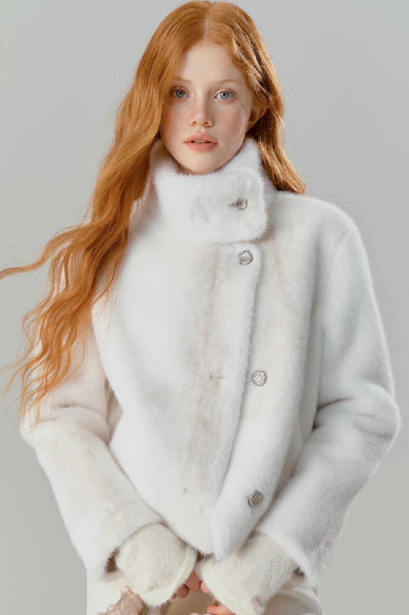 WHITE MINK FUR SHORT COAT