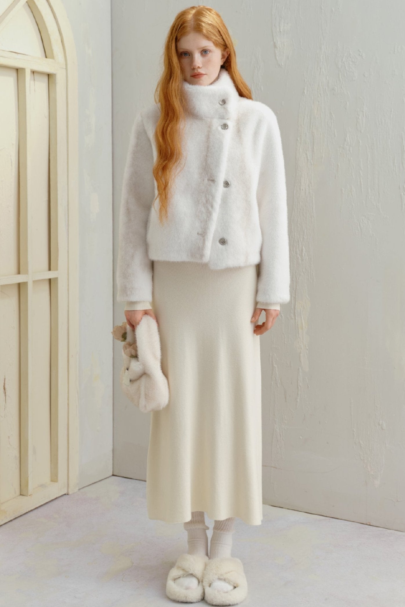 WHITE MINK FUR SHORT COAT