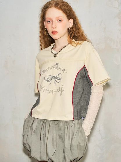 Sporty Bow Cherry Print T-Shirt