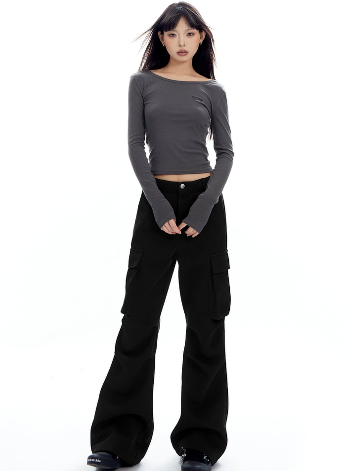 Pleated Loose Skinny Leggings Cargo Pants