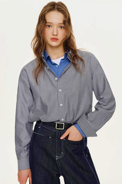 Two-tone Long-Sleeve Casual Shirt