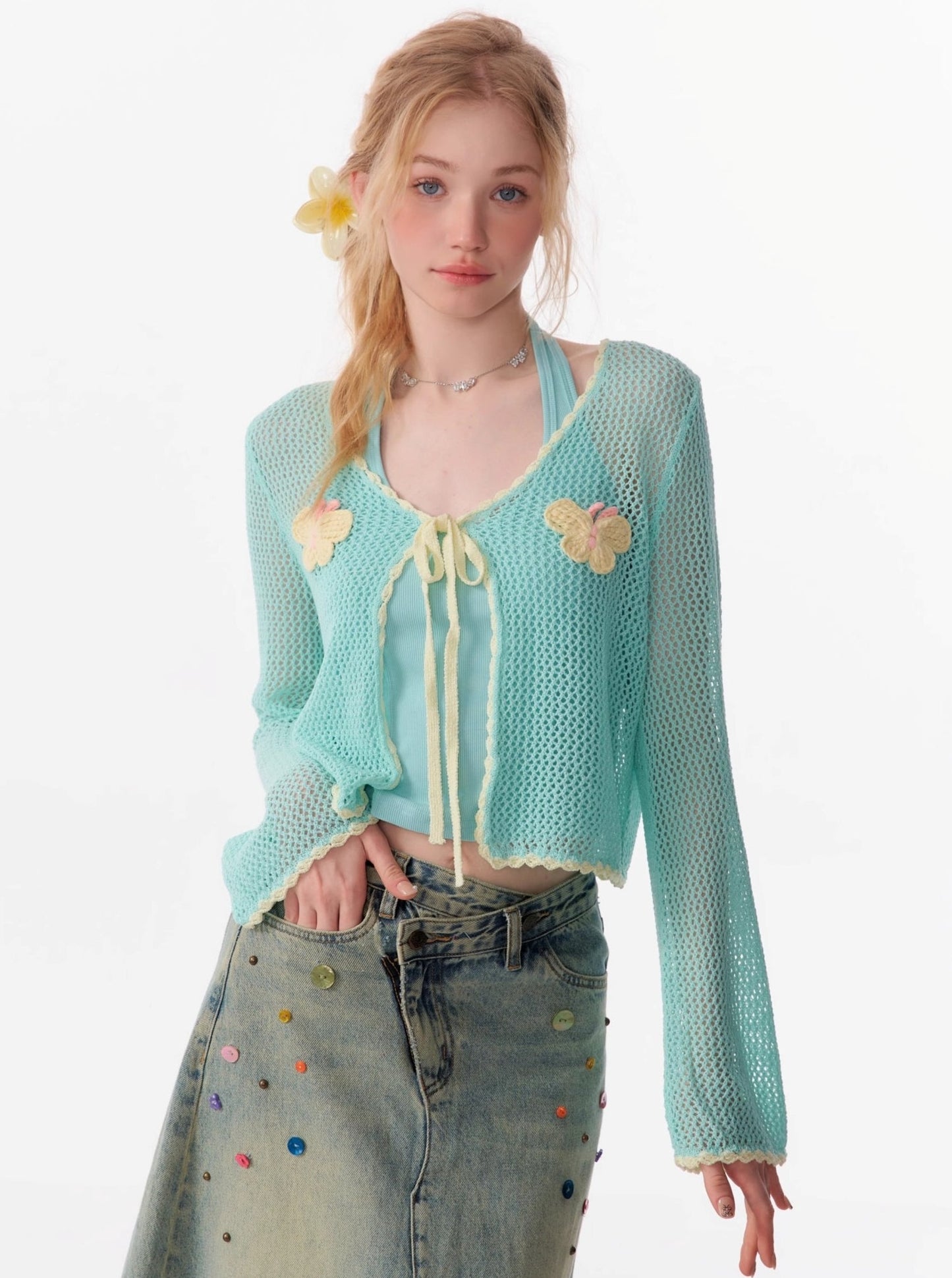 Knitted Hollow Cardigan Top