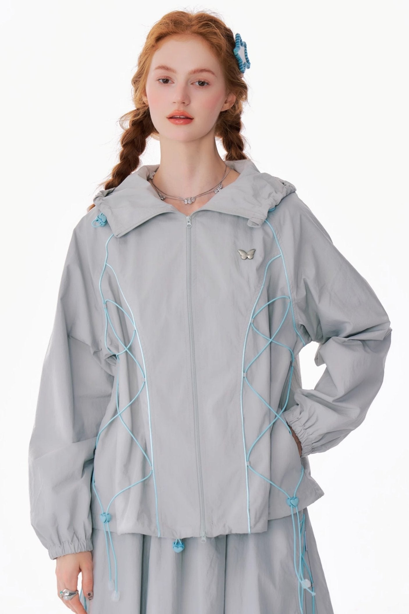 Retro Drawstring Hooded Windproof Jacket