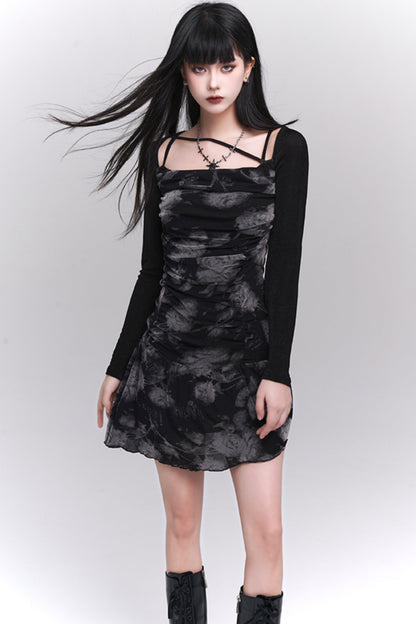 Ghost Girl Fake Two-Piece Sweet Waist Dress