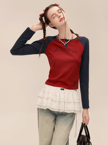 Retro Raglan Sleeve Long T-Shirt