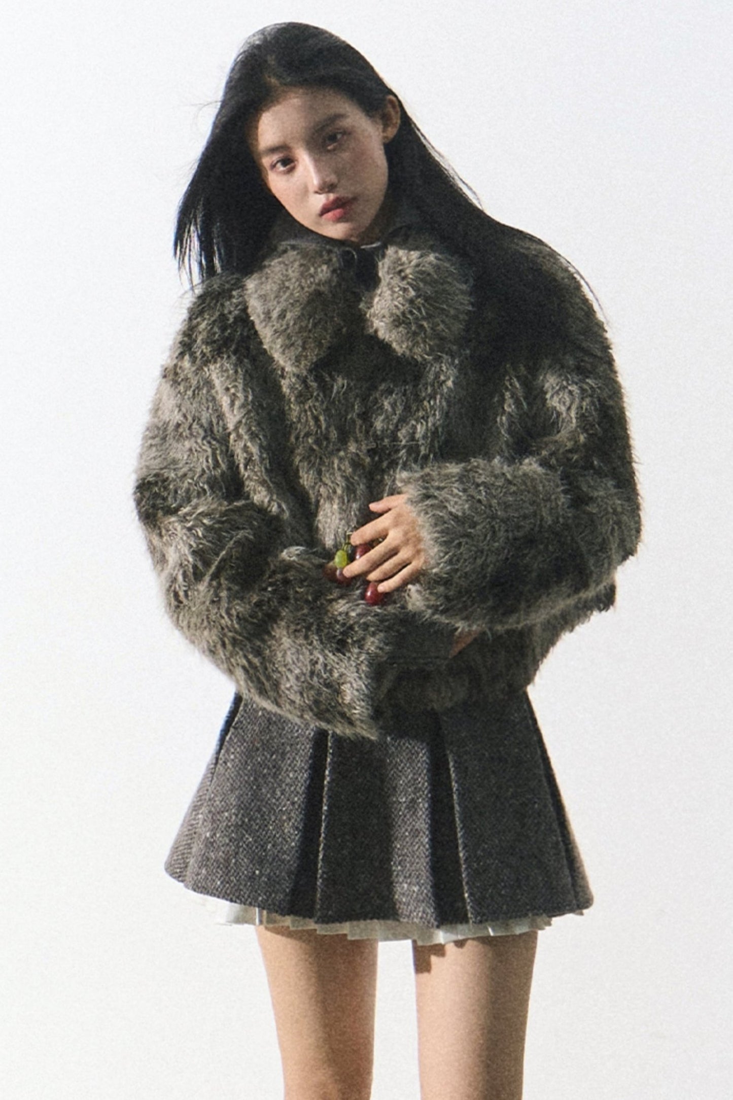 Moss Traces Distressed Fur Crop COAT