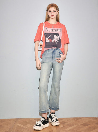 Vintage High-Rise Cropped Jeans-Hose