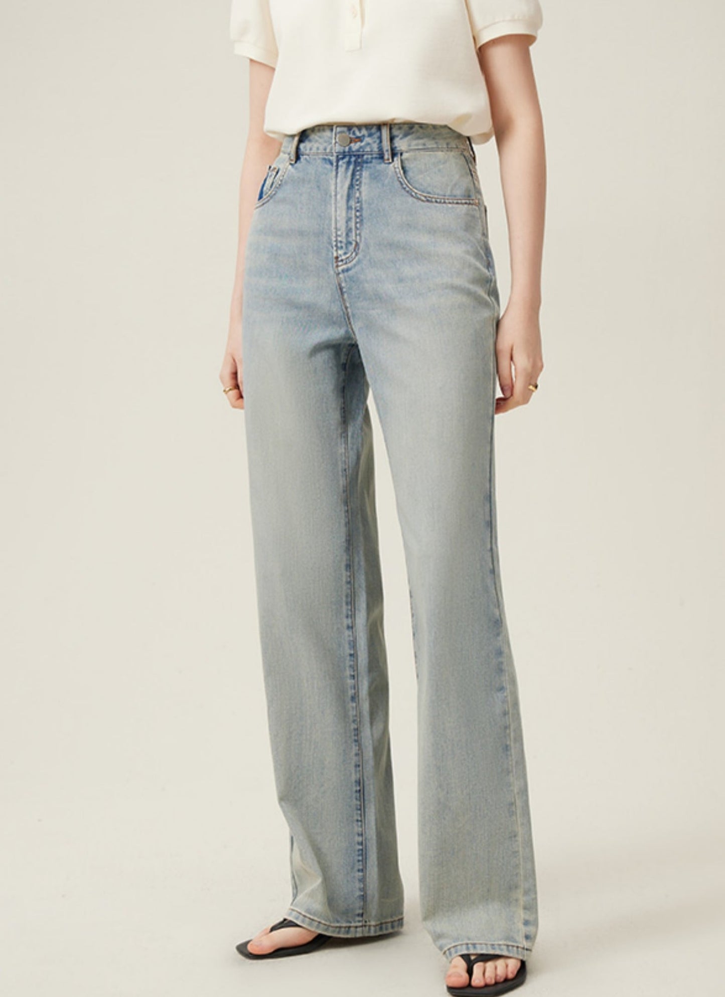 High-Waist-Jeans mit Vintage-Waschung