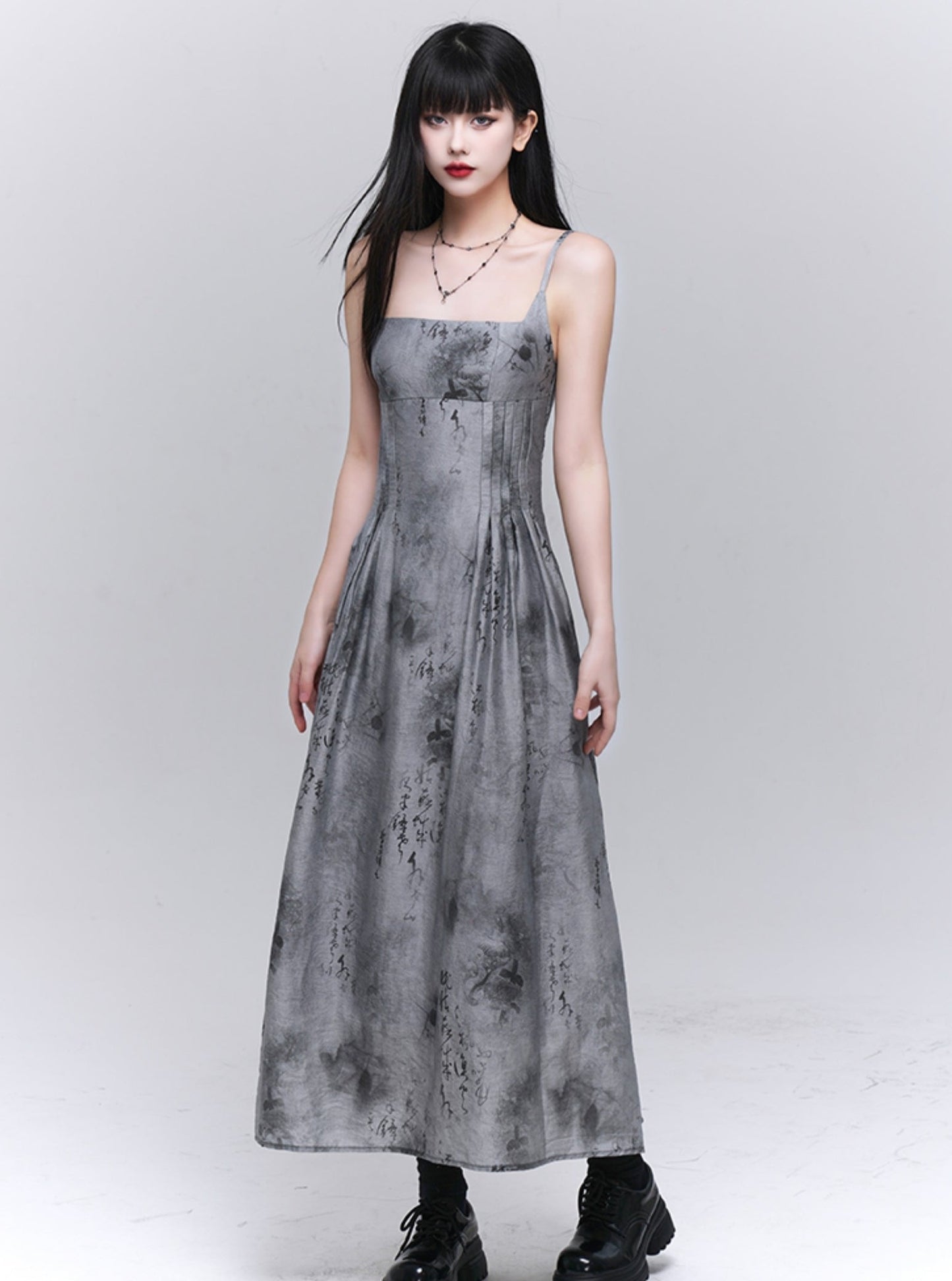 Ghost Girl 2024 Sommerkleid New Chinese Women's Gray Slip Dress Women's High-End Cool Wear