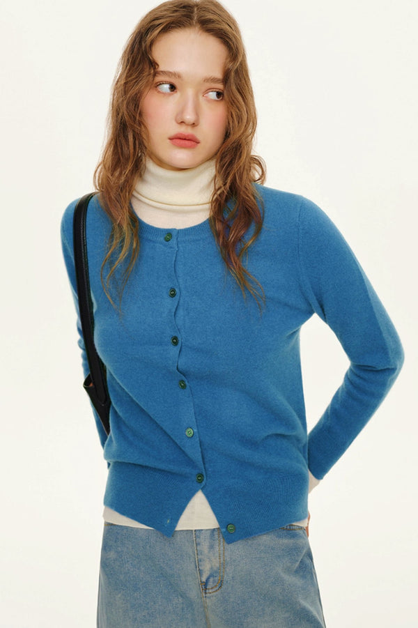 Imported Merino Wool Long-Sleeve Cardigan