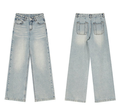 Vintage High-Waist Straight Jeans-Hose