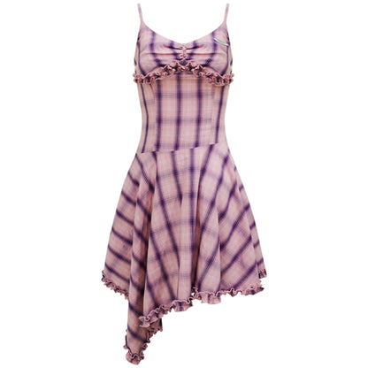 Pink Plaid Halter Dress