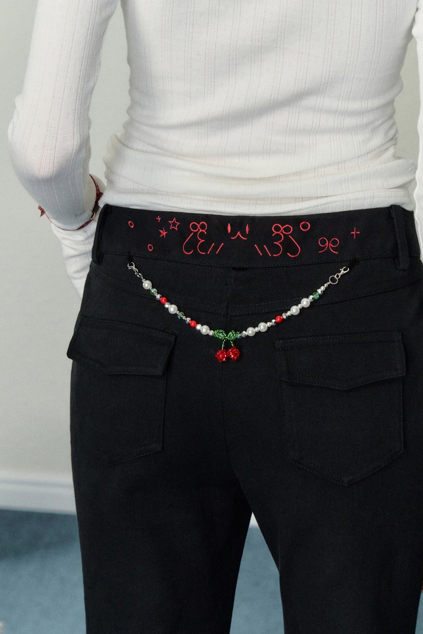 Embroidered Beaded Bootcut Trousers