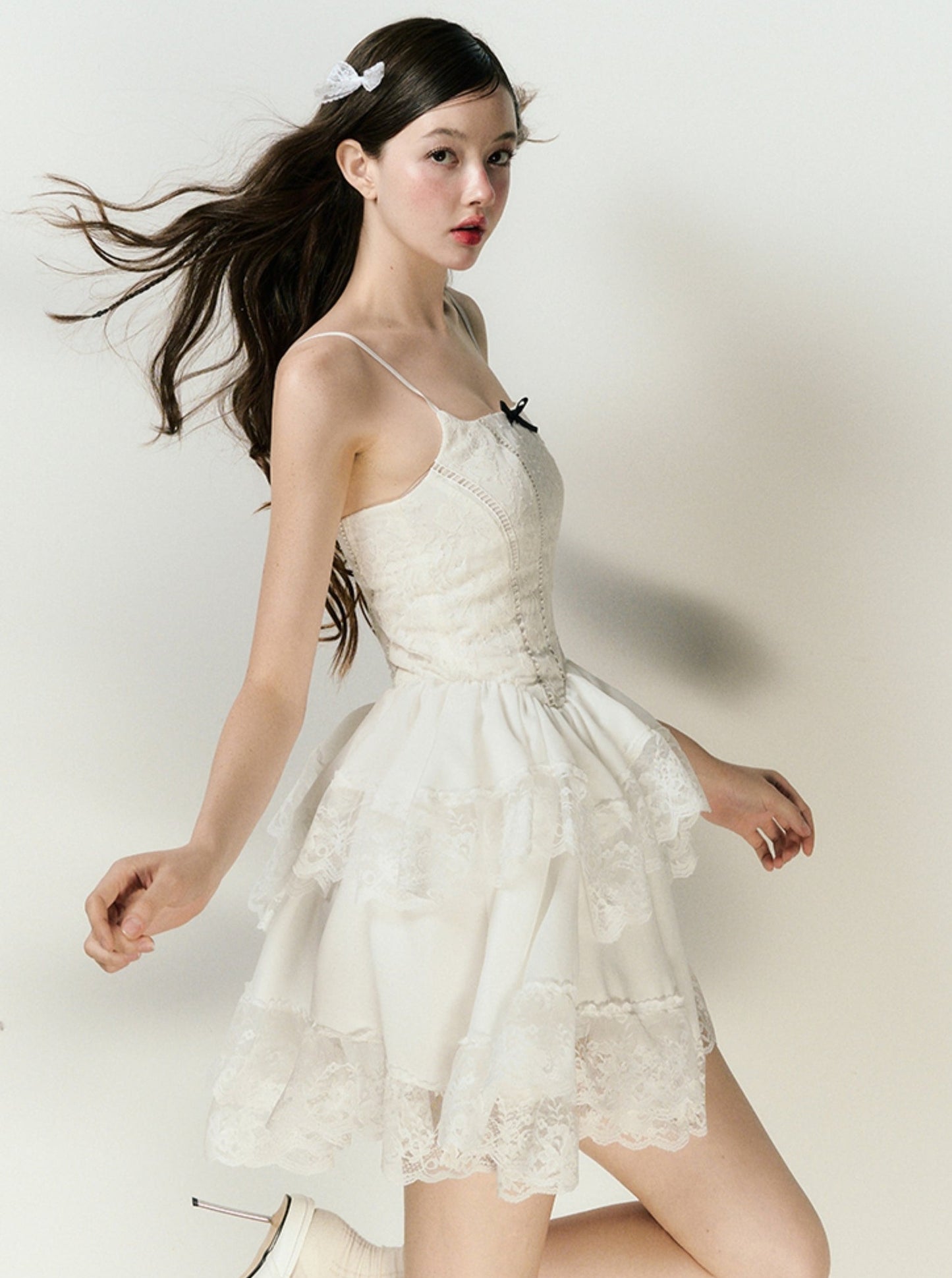 Lace White Suspender Dress