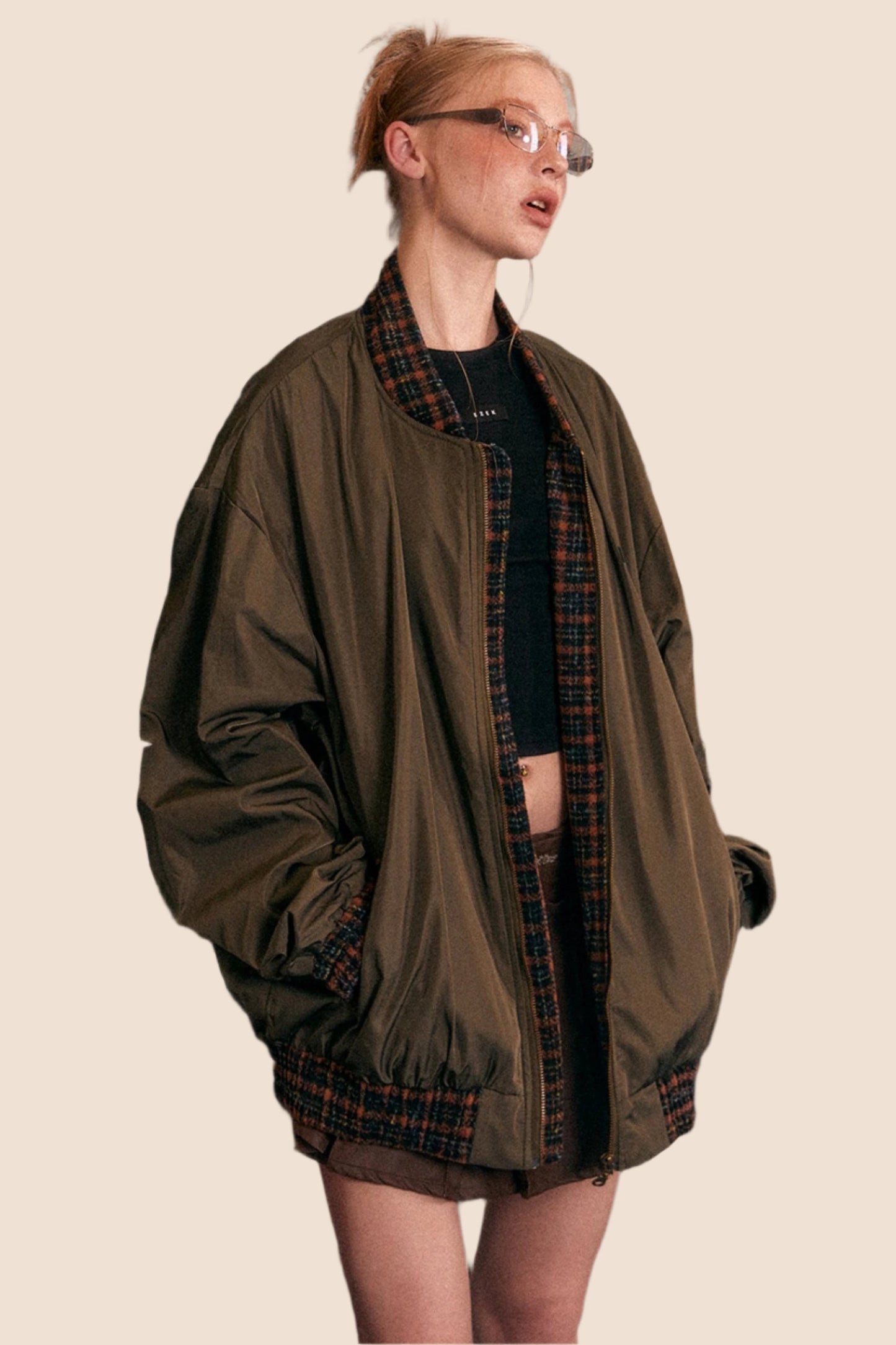 Retro Army Green Bomber Jacket