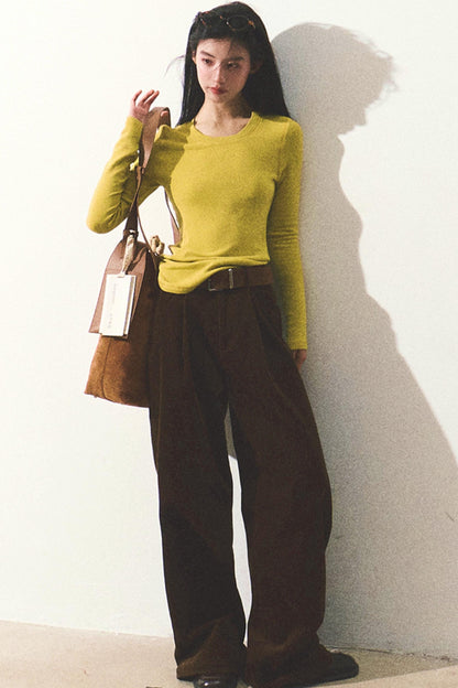 Solid Color Wool Knit Casual Top