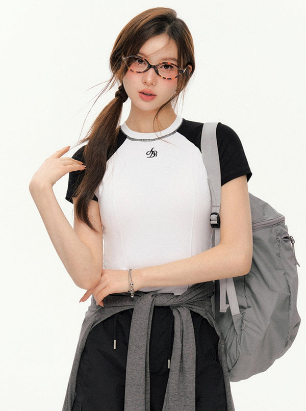 Cropped Raglan Sleeve Top