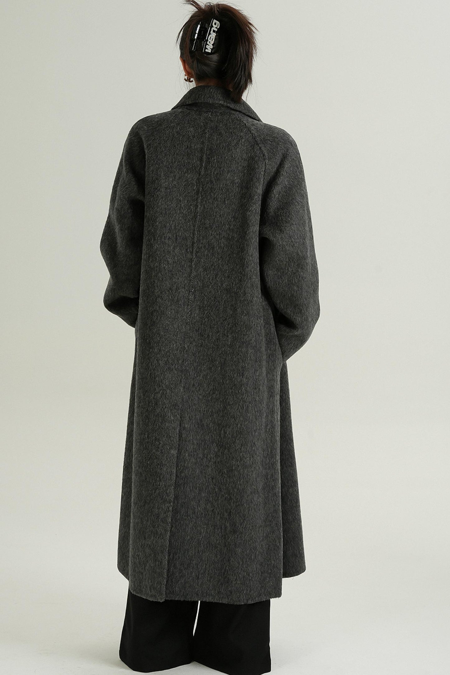 Long Turtleneck Tweed Coat