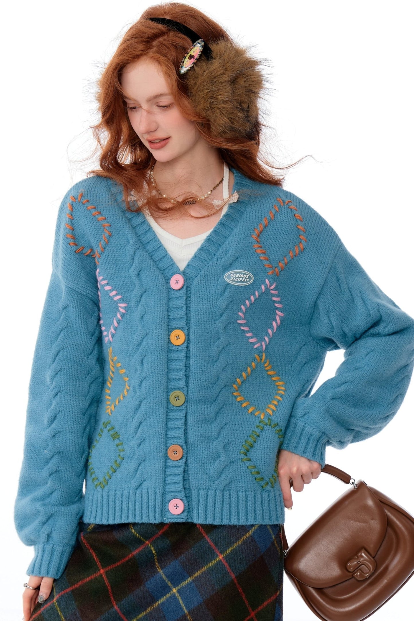 Lazy Style Rhombic Cardigan Jacket